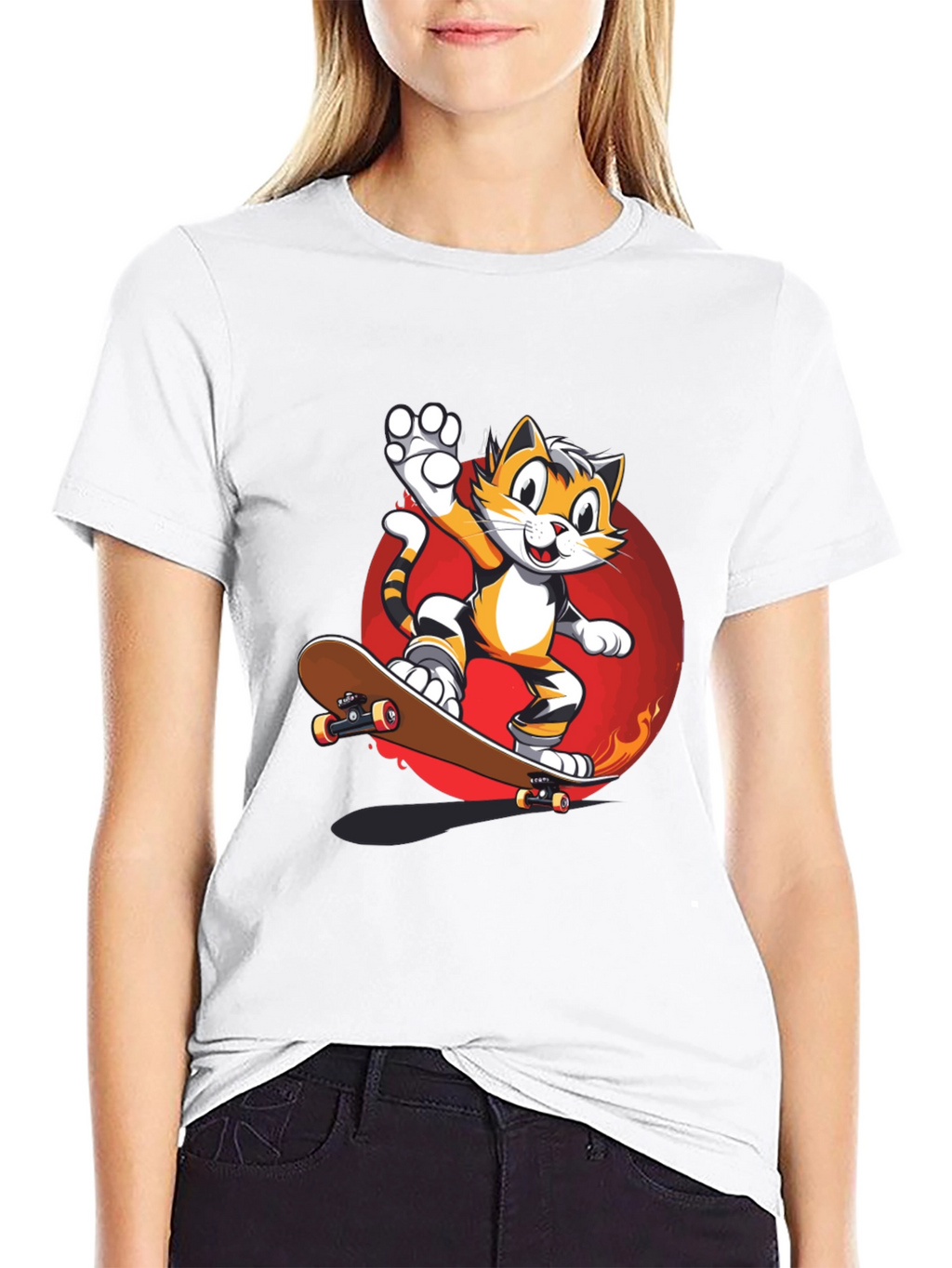 Cool Cat Skateboard Graphic Tee