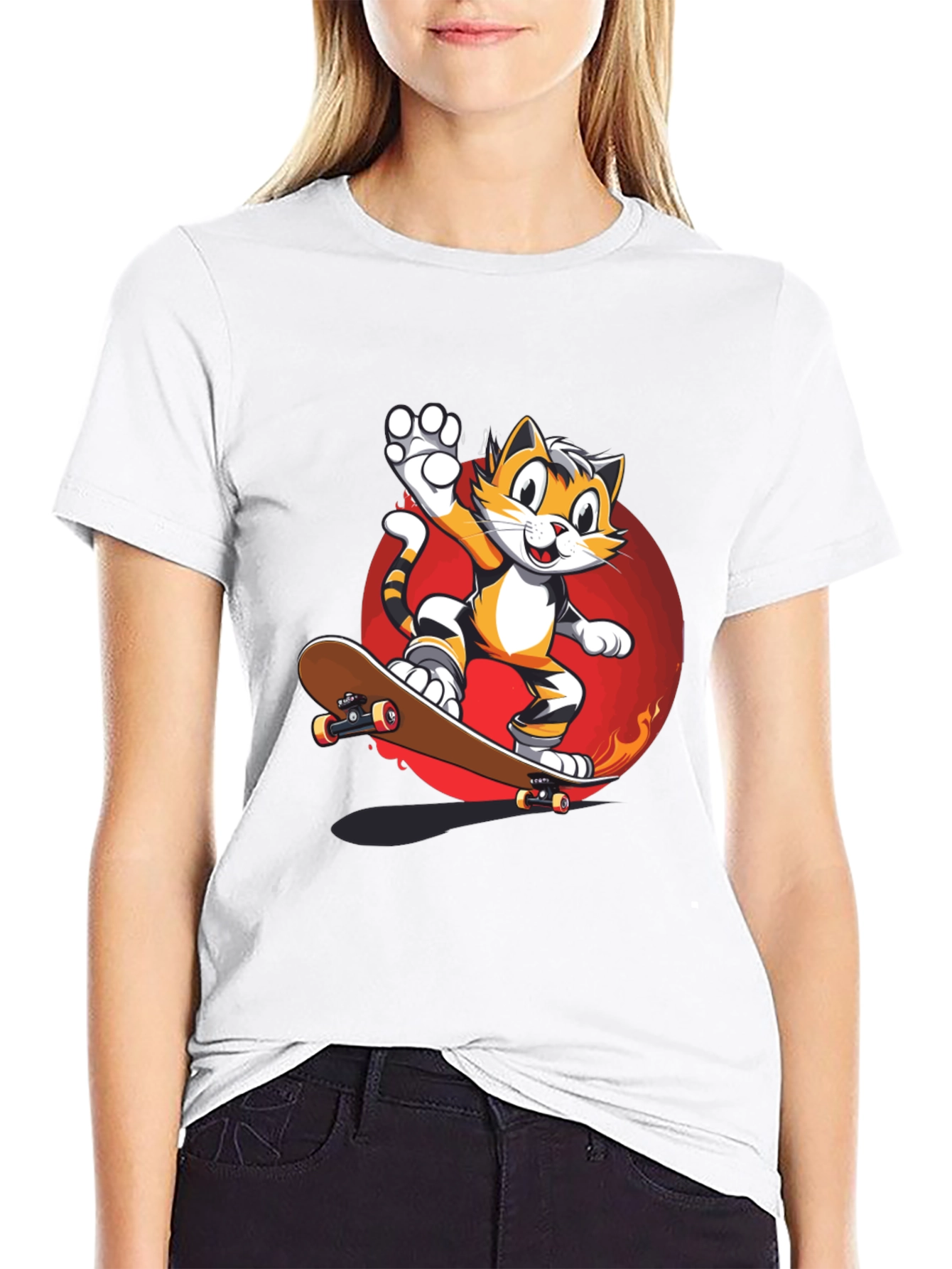 Cool Cat Skateboard Graphic Tee