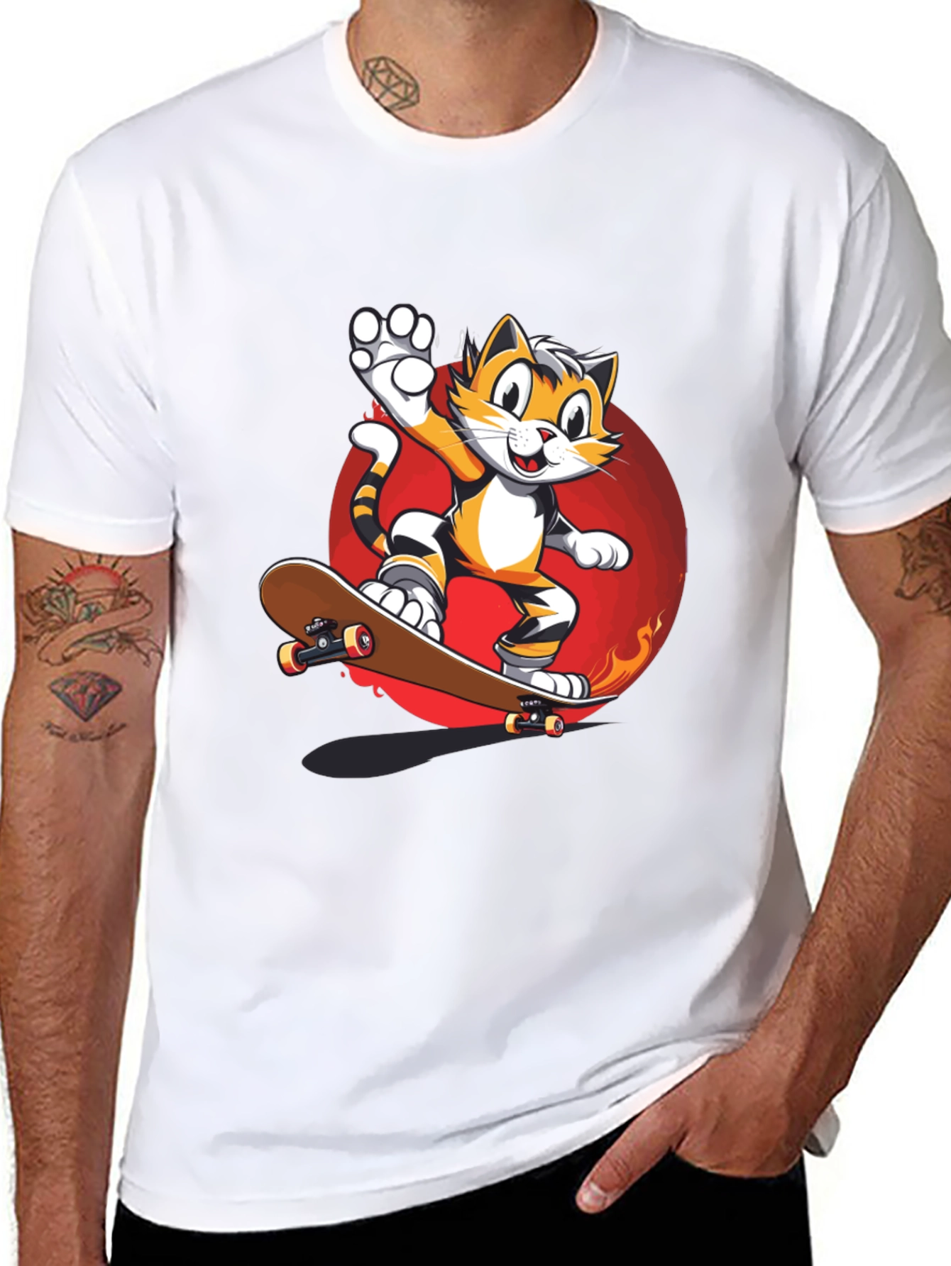 Cool Cat Skateboard Graphic Tee