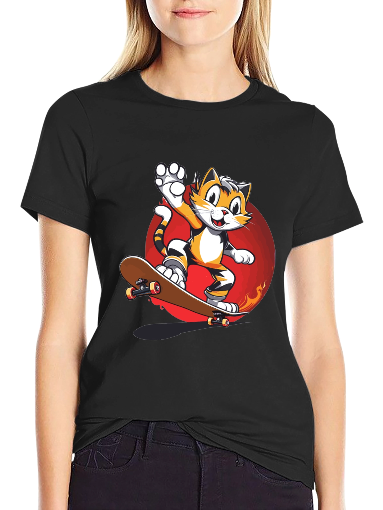 Cool Cat Skateboard Graphic Tee