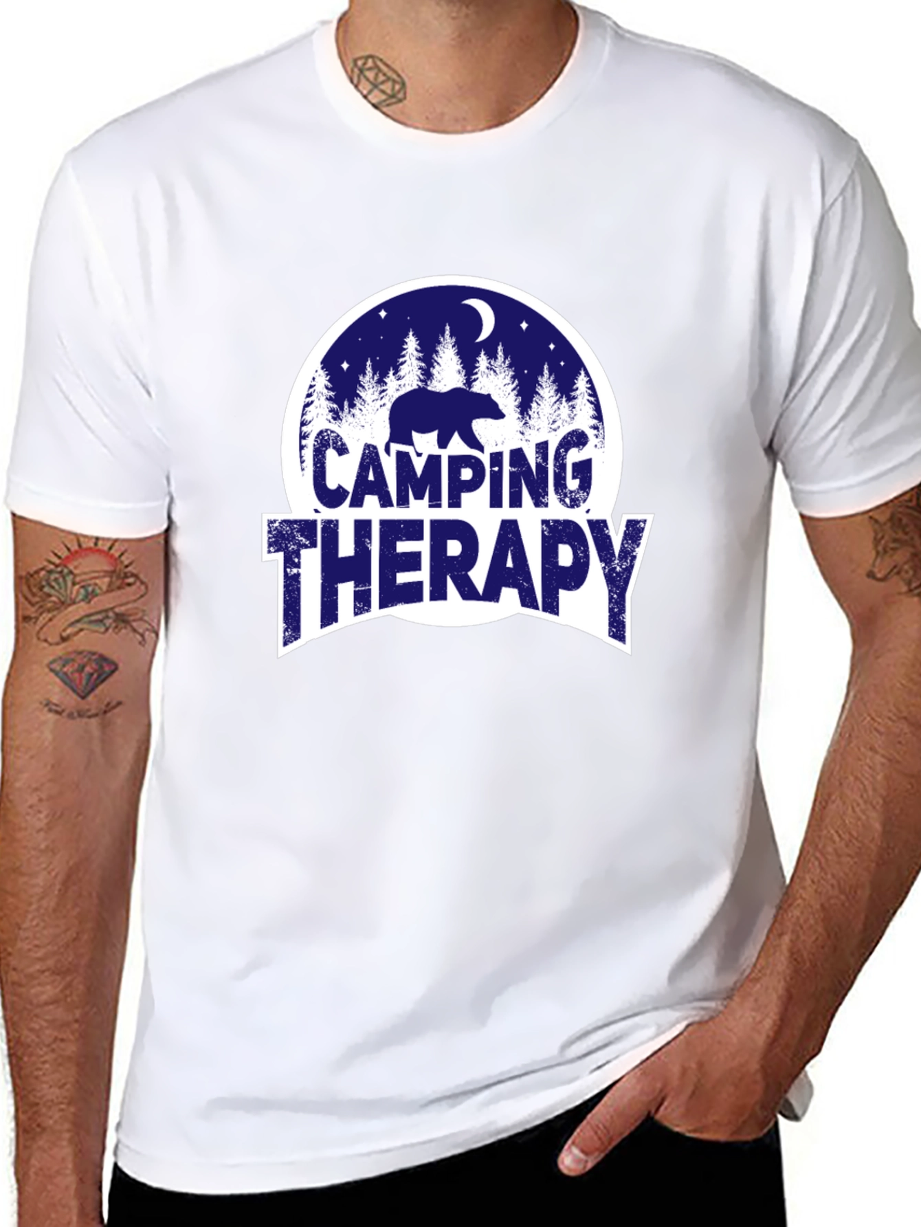 Camping Therapy Bear Graphic Tee