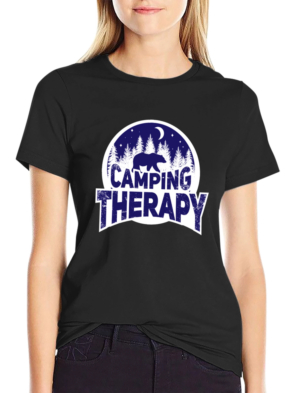 Camping Therapy Bear Graphic Tee