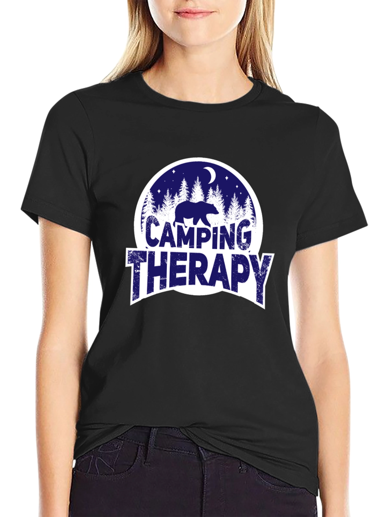 Camping Therapy Bear Graphic Tee