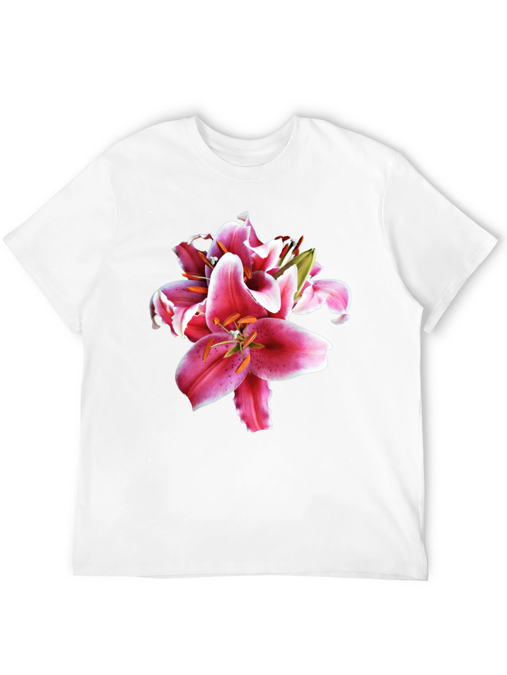 Floral Lily Print Black T-Shirt