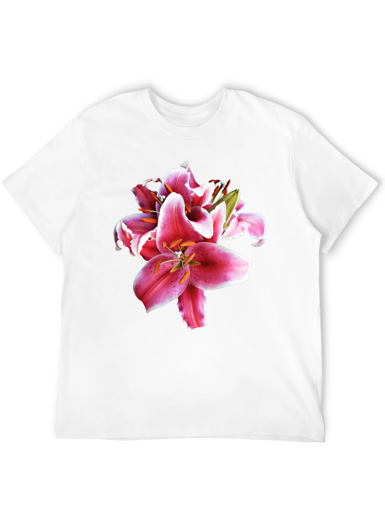 Floral Lily Print Black T-Shirt