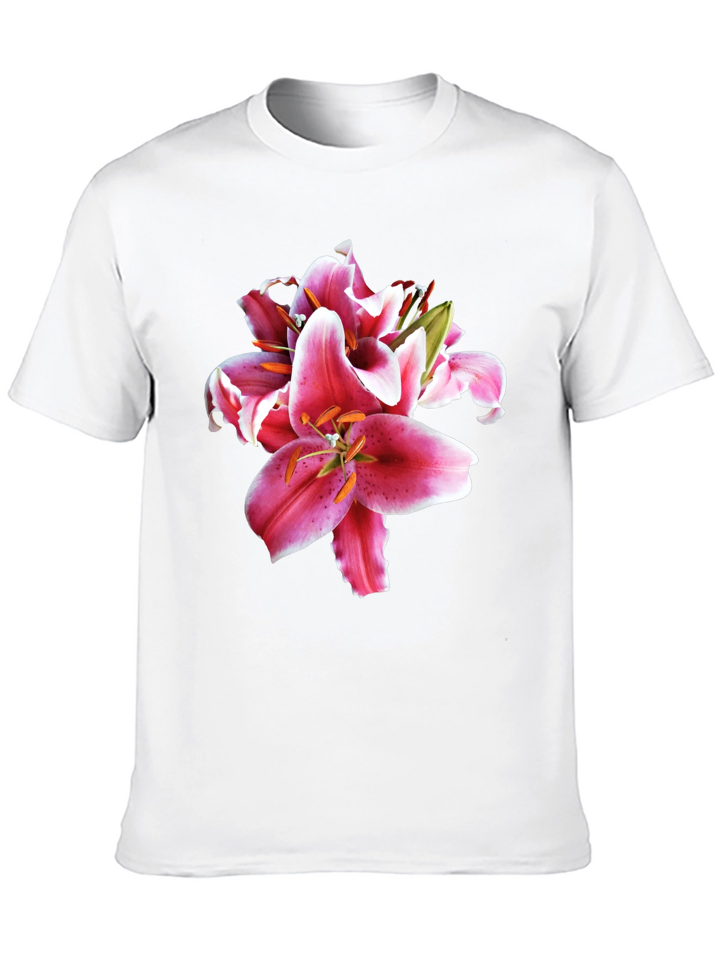 Floral Lily Print Black T-Shirt