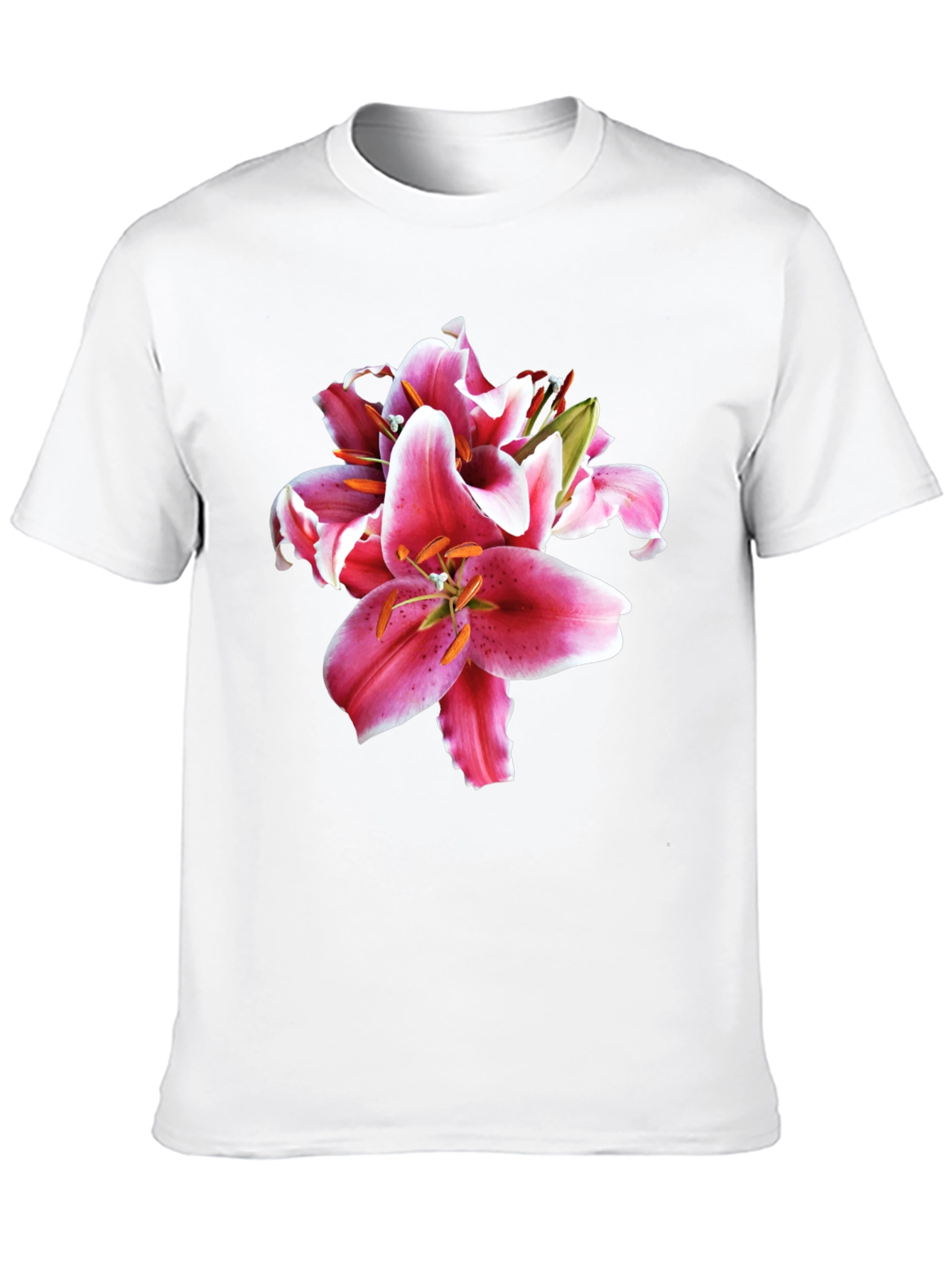 Floral Lily Print Black T-Shirt