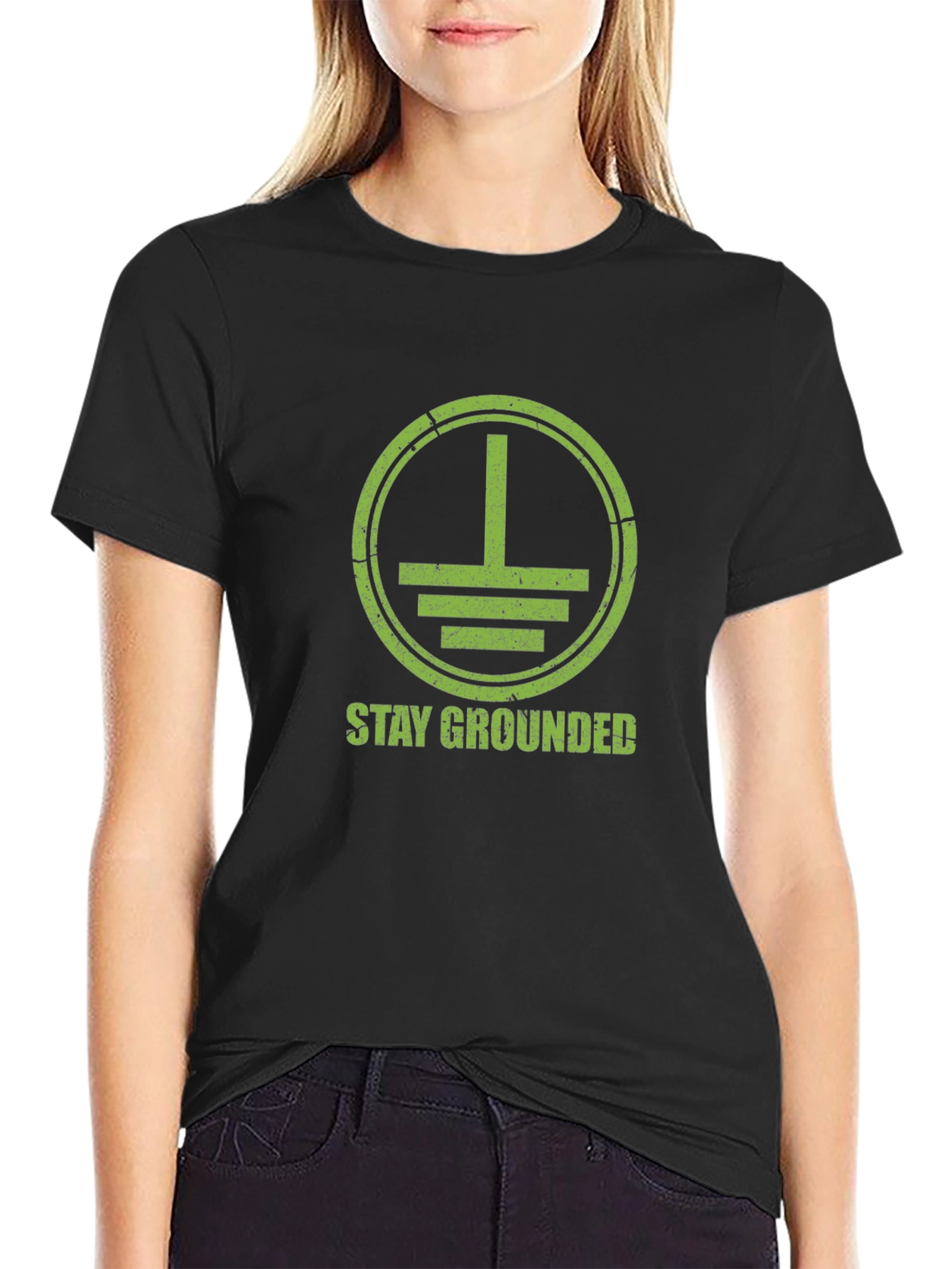 Stay Grounded Graphic Tee - Black Cotton