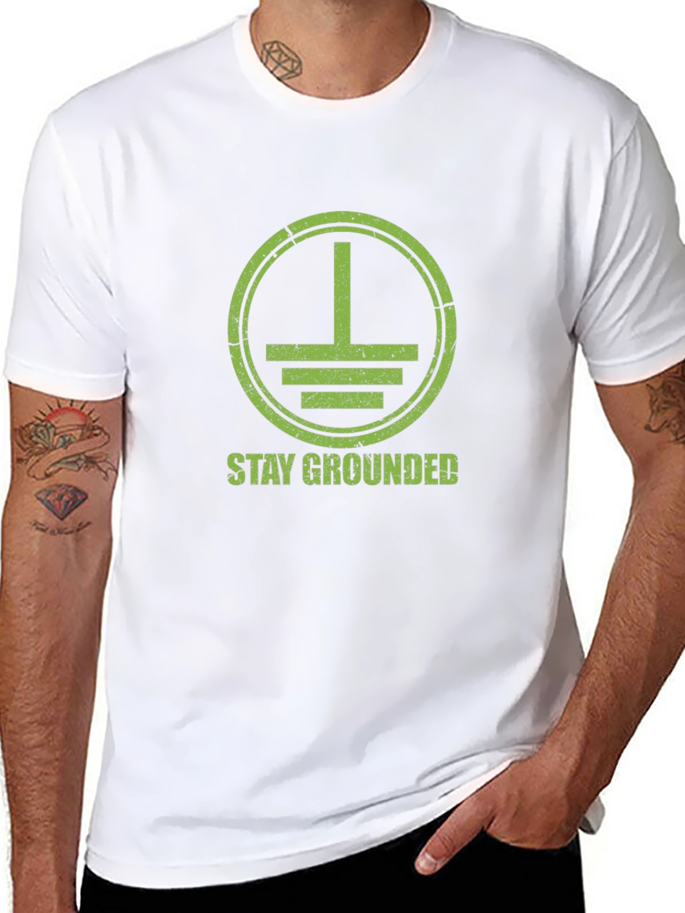 Stay Grounded Graphic Tee - Black Cotton