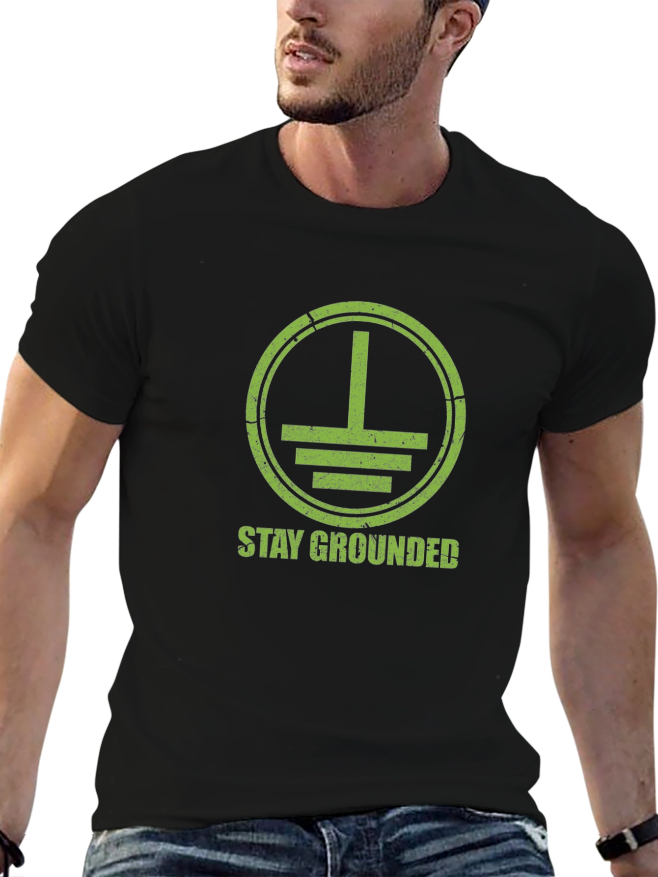 Stay Grounded Graphic Tee - Black Cotton