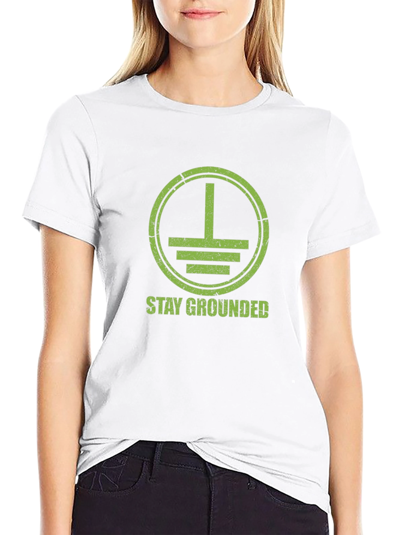 Stay Grounded Graphic Tee - Black Cotton