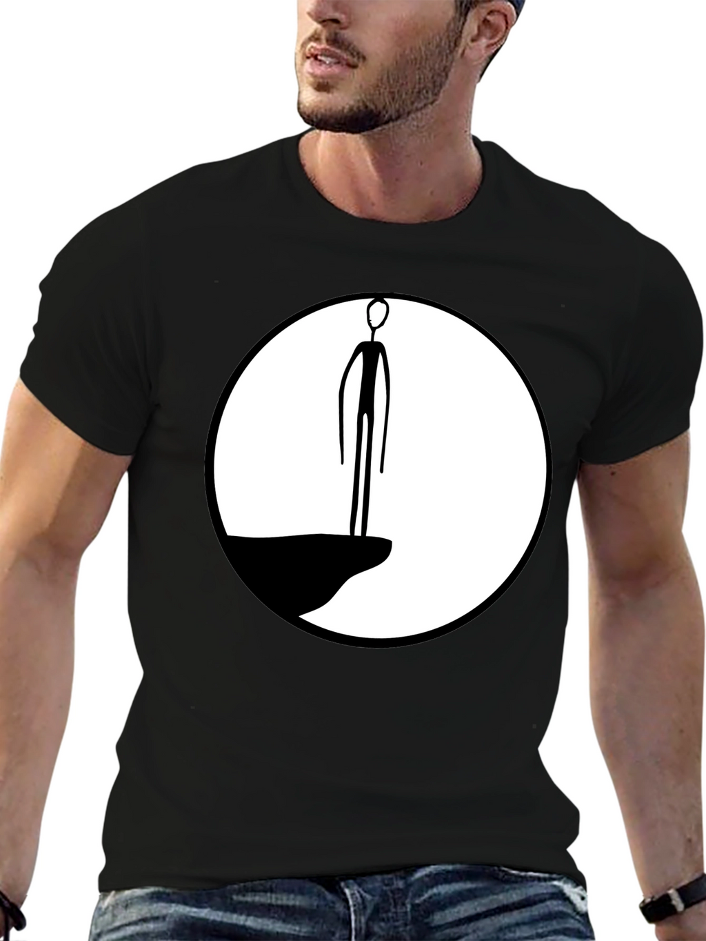 Abstract Cliff Dweller Graphic Tee - Black