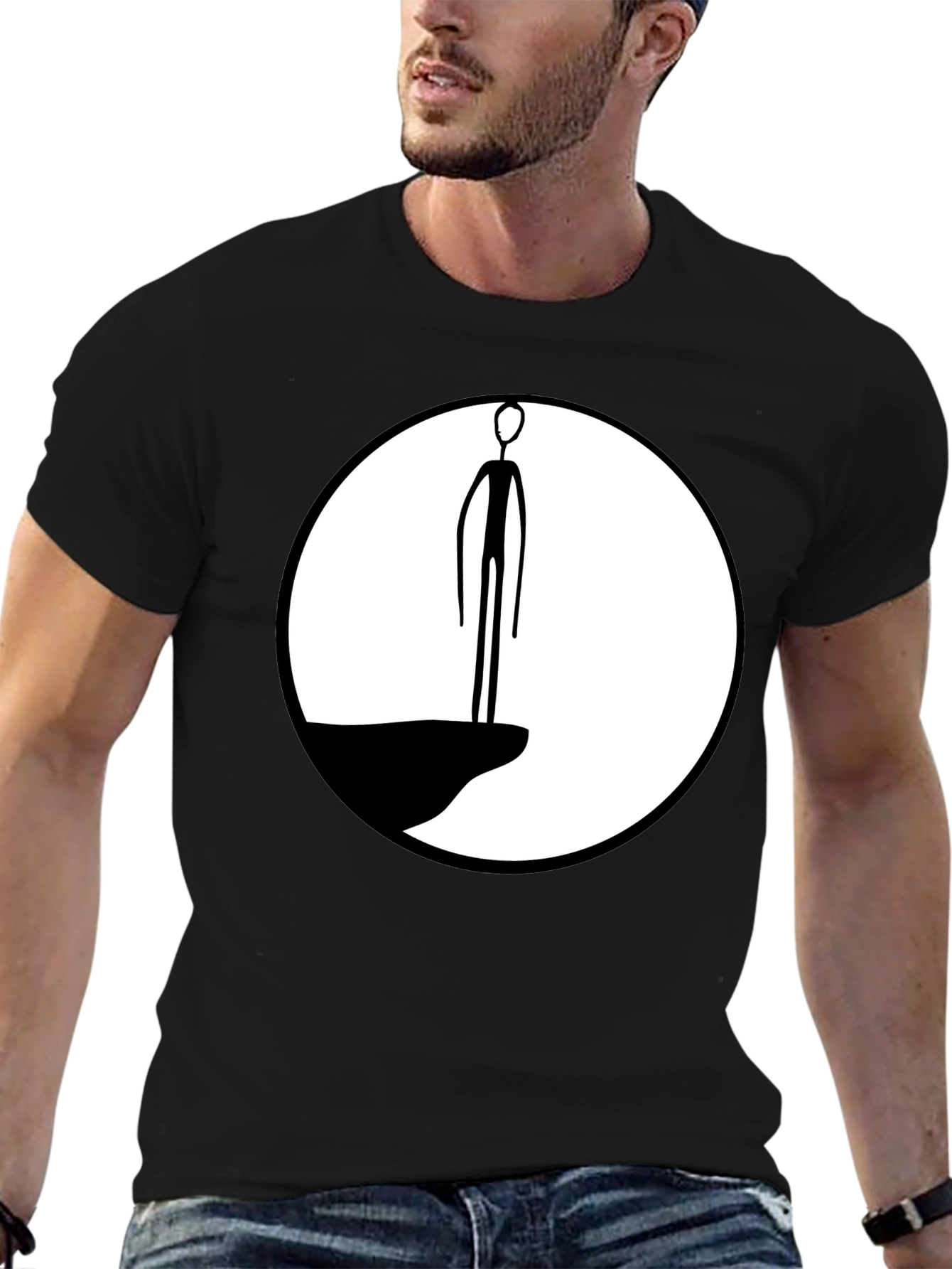 Abstract Cliff Dweller Graphic Tee - Black