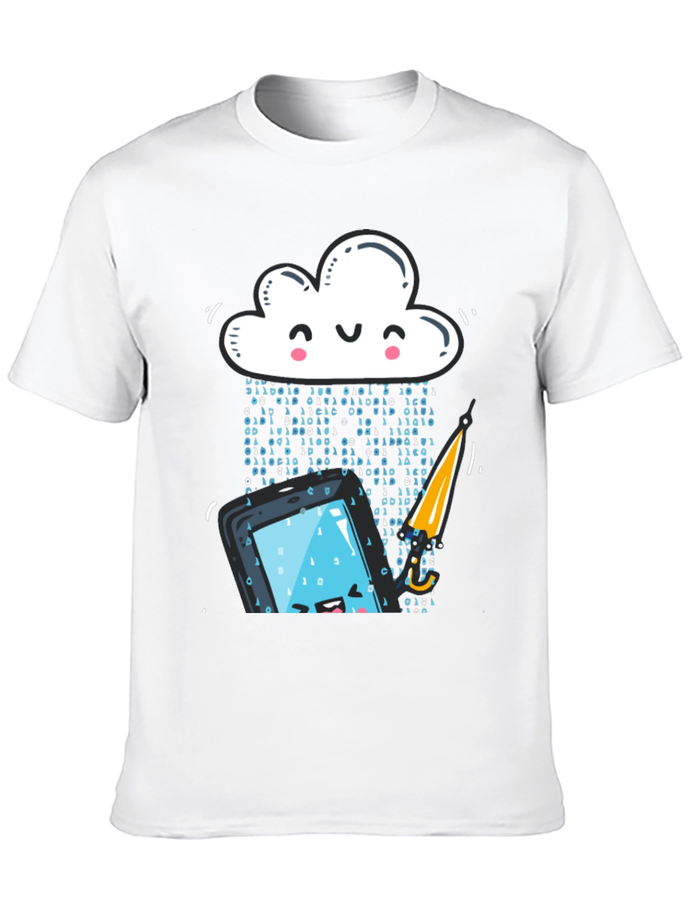 Funny Cloud Data Rain Smartphone Black T-Shirt
