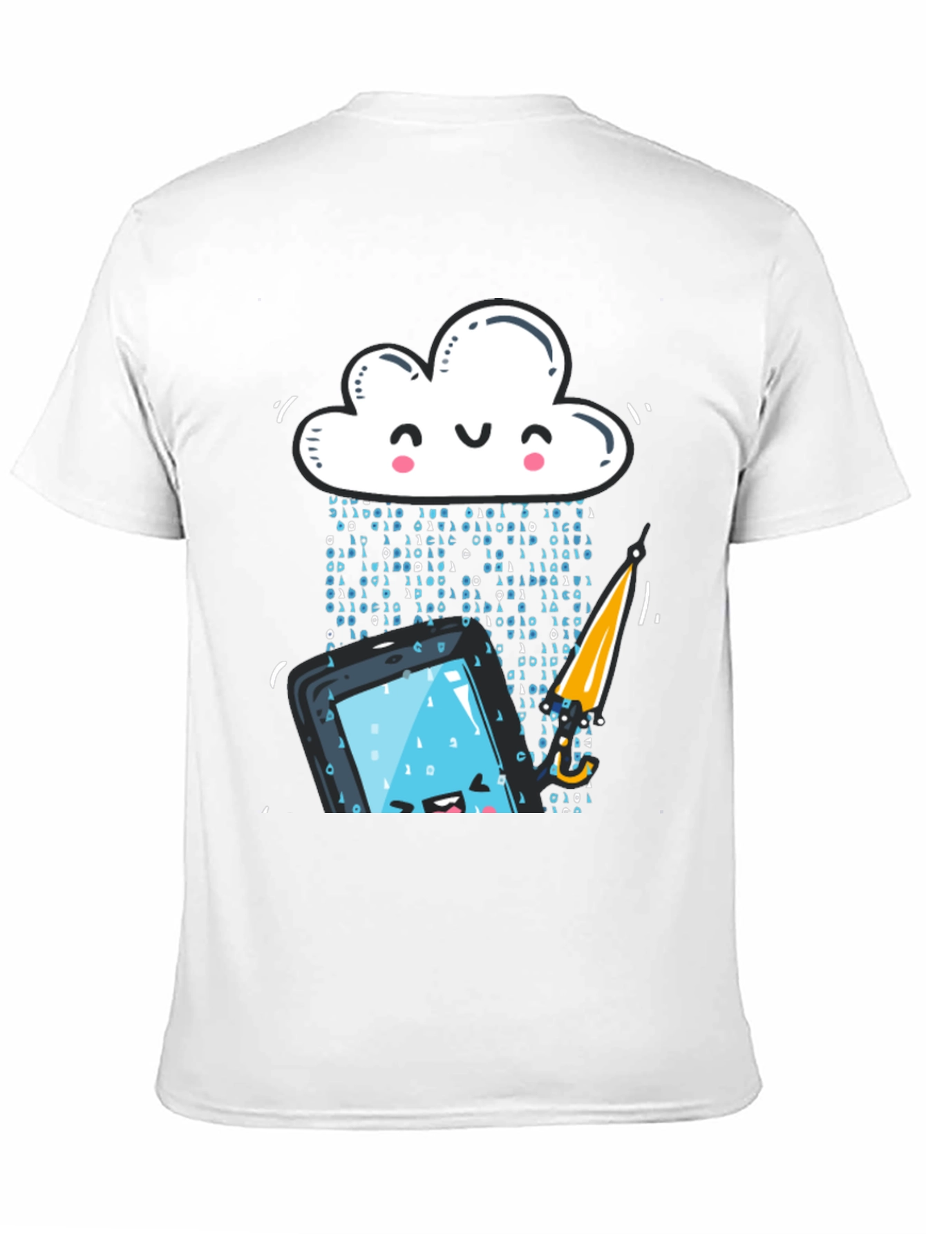 Funny Cloud Data Rain Smartphone Black T-Shirt