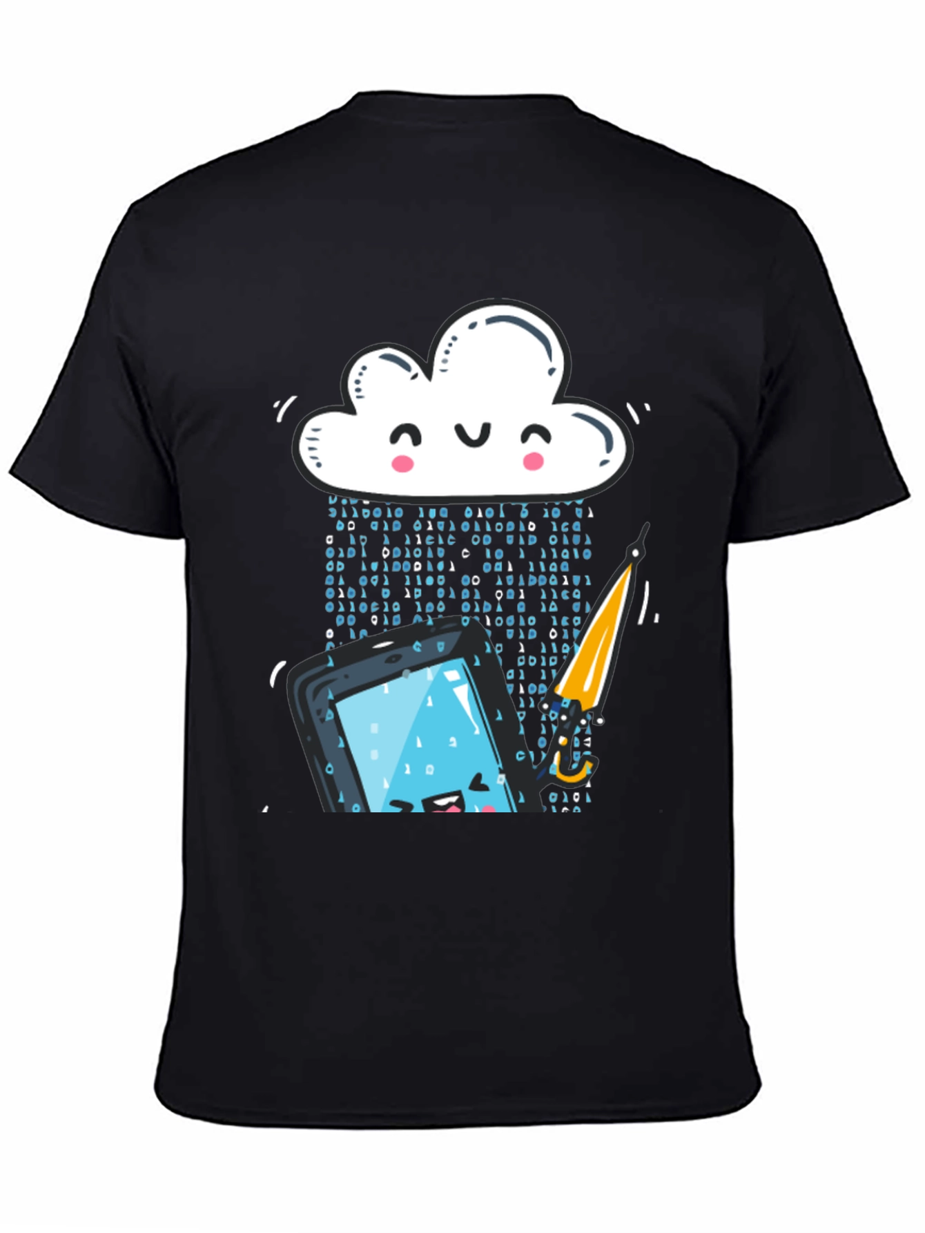 Funny Cloud Data Rain Smartphone Black T-Shirt