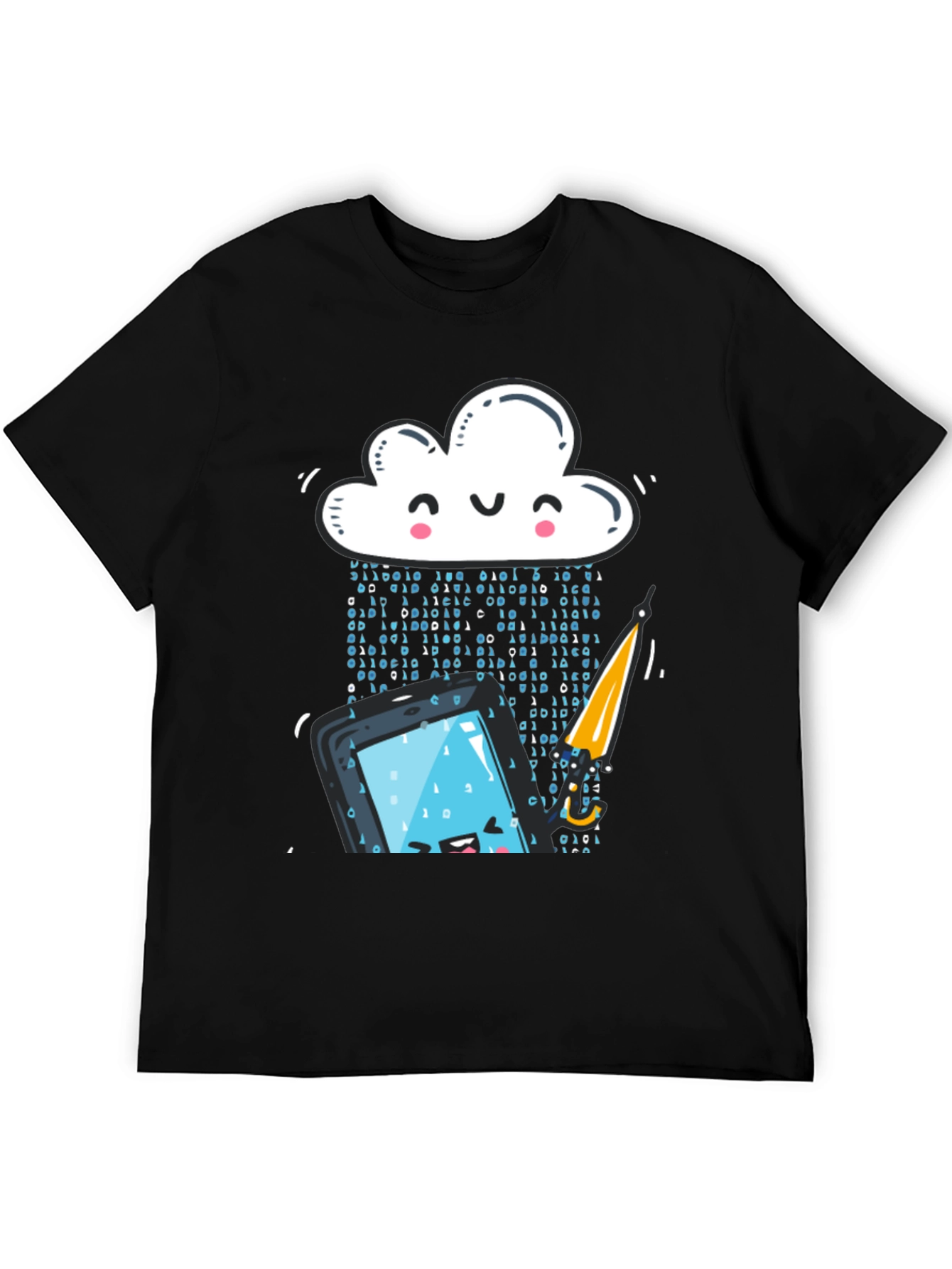 Funny Cloud Data Rain Smartphone Black T-Shirt