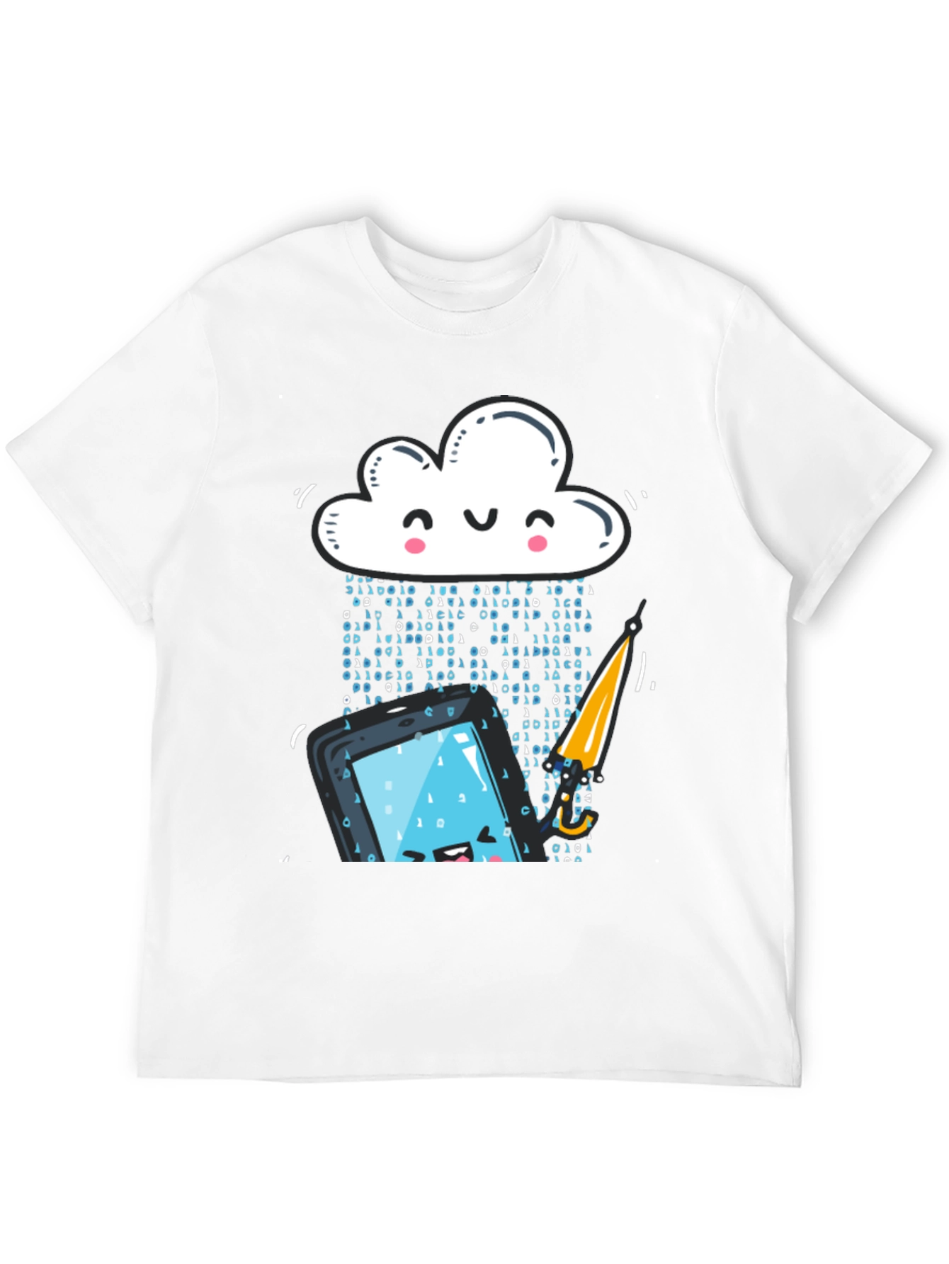 Funny Cloud Data Rain Smartphone Black T-Shirt