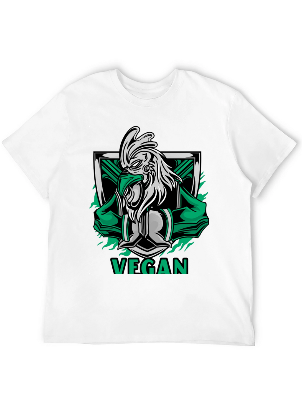 Vegan Rooster Graphic Tee - Black Cotton Shirt