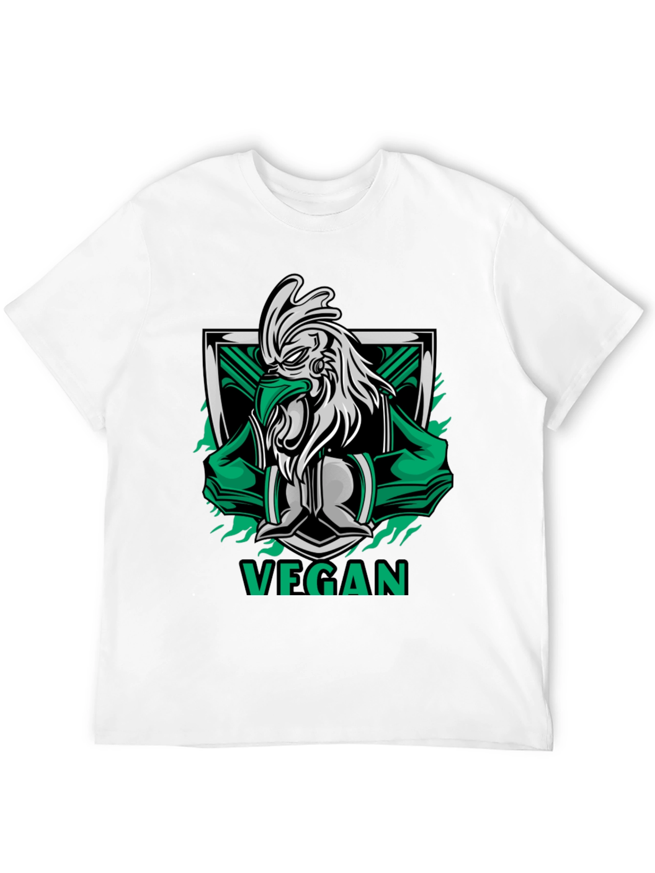 Vegan Rooster Graphic Tee - Black Cotton Shirt