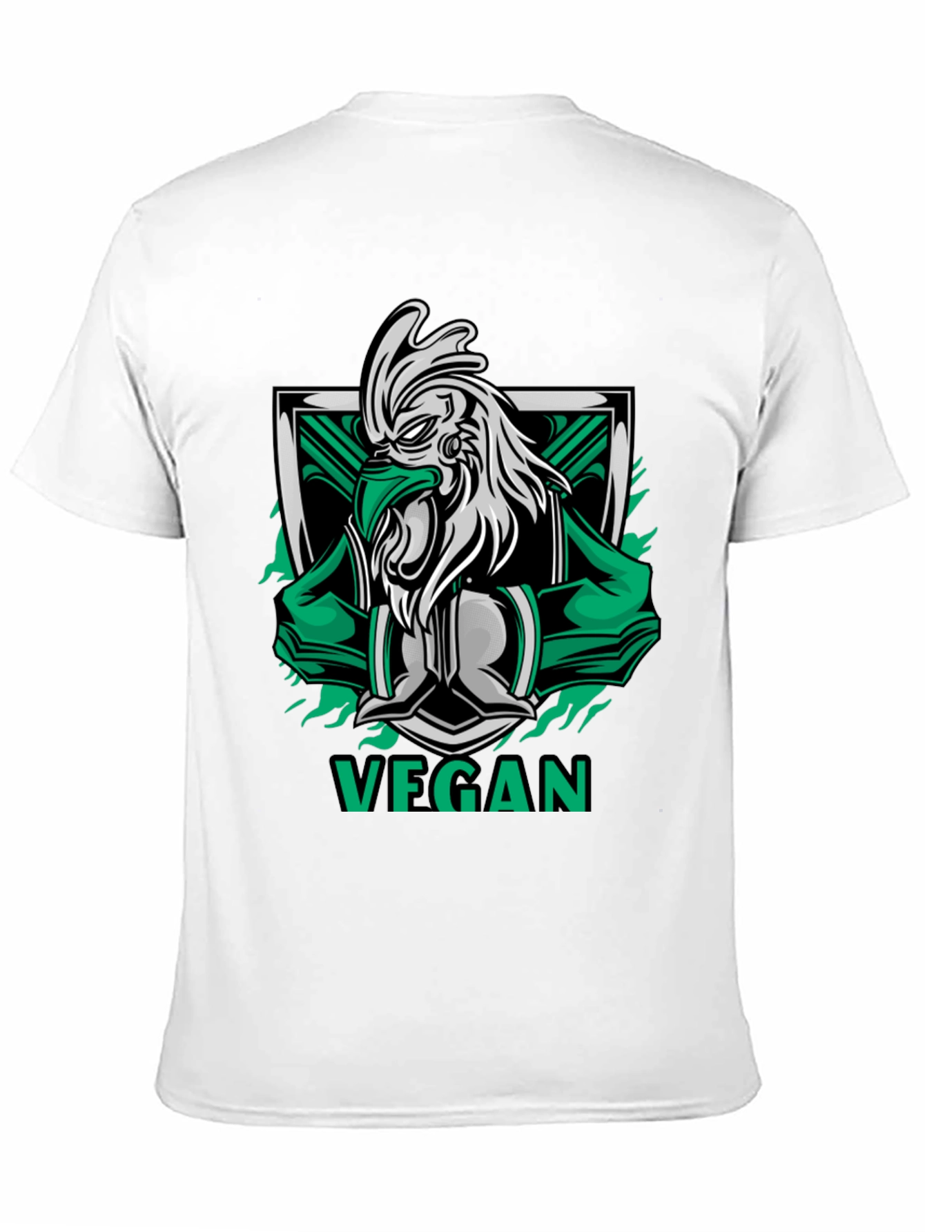 Vegan Rooster Graphic Tee - Black Cotton Shirt