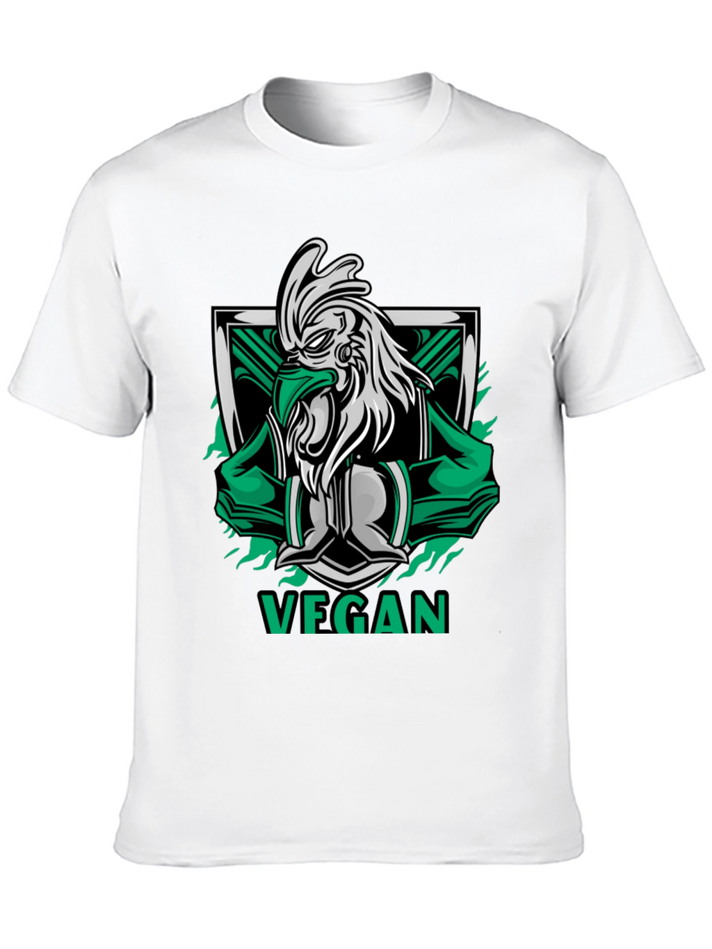 Vegan Rooster Graphic Tee - Black Cotton Shirt