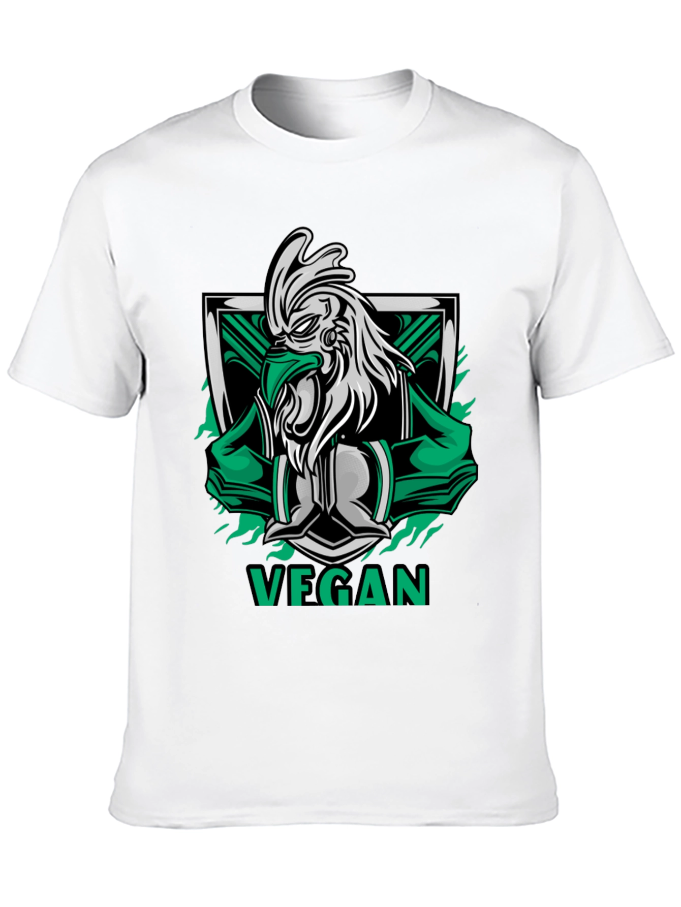 Vegan Rooster Graphic Tee - Black Cotton Shirt