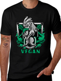 Vegan Rooster Graphic Tee - Black Cotton Shirt
