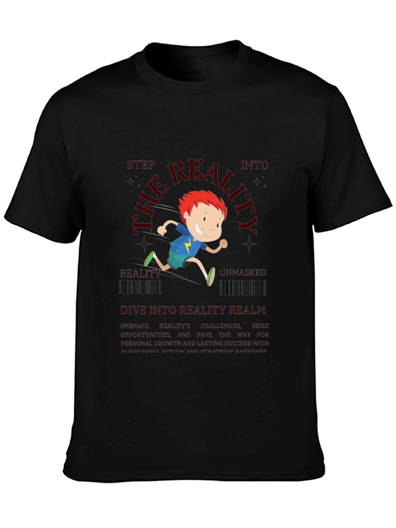 Dive into Reality Graphic Tee - Black Cotton Blend