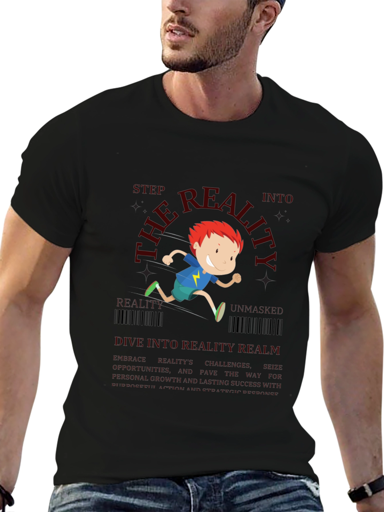 Dive into Reality Graphic Tee - Black Cotton Blend