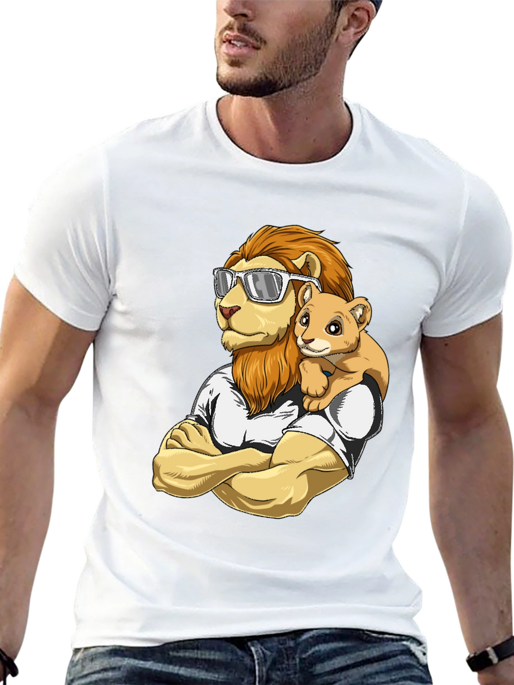 Lion Dad & Cub Graphic T-Shirt