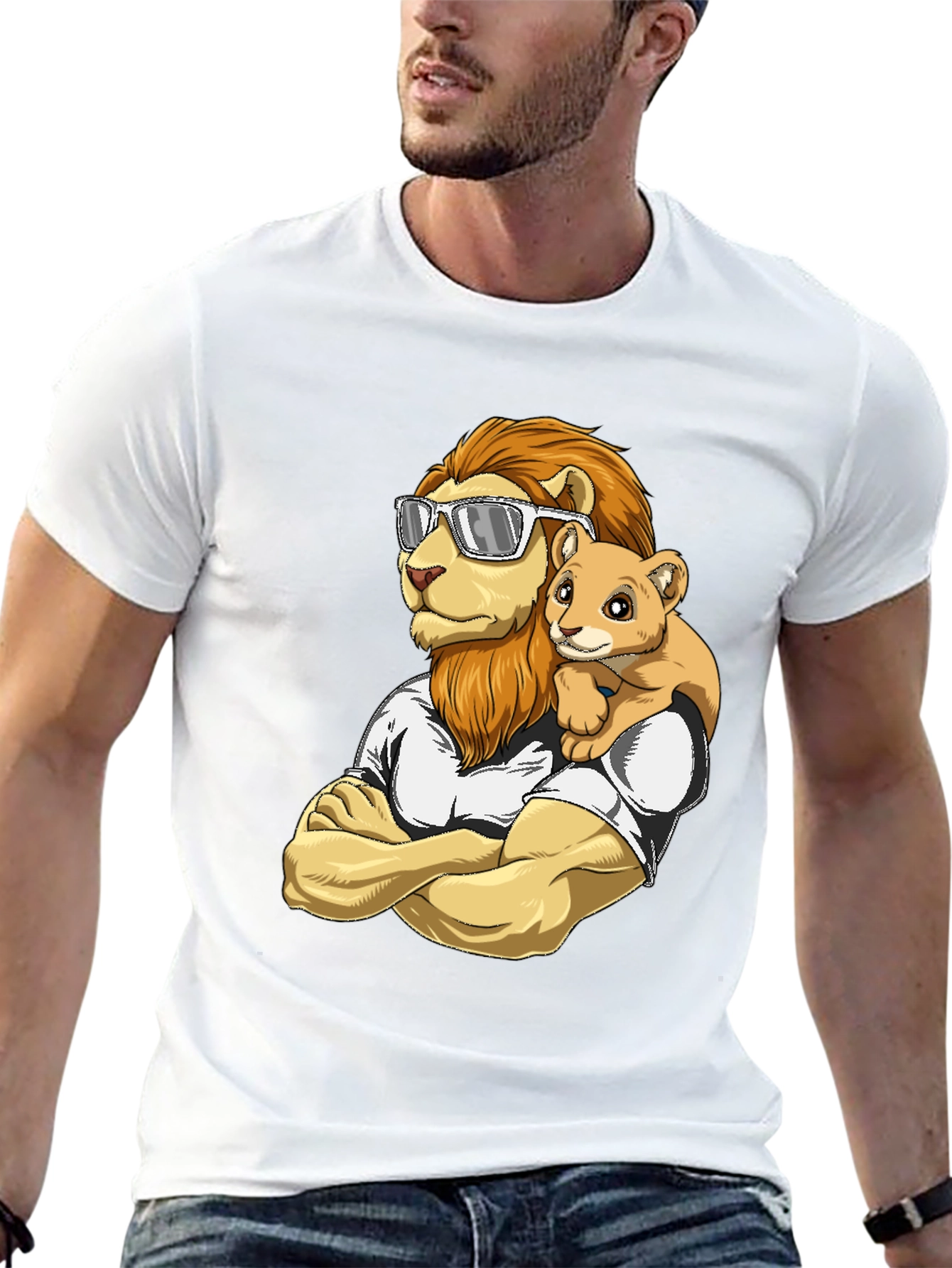 Lion Dad & Cub Graphic T-Shirt