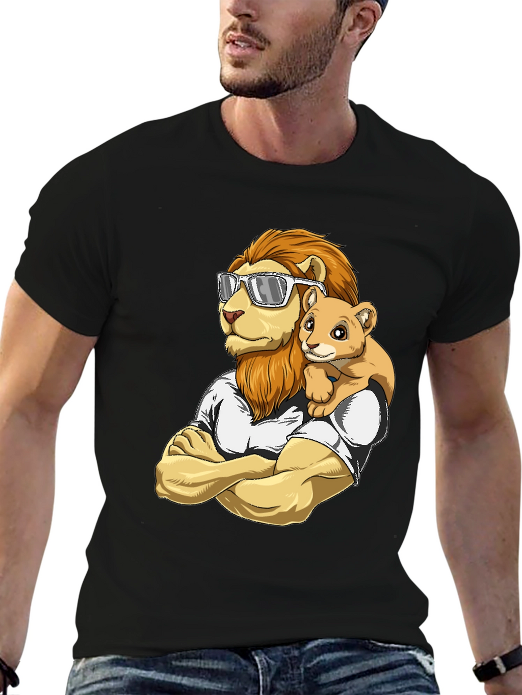 Lion Dad & Cub Graphic T-Shirt