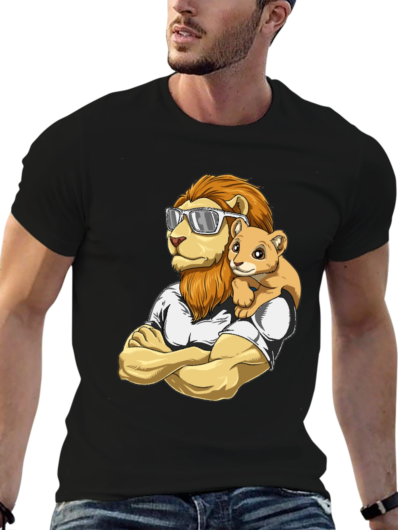 Lion Dad & Cub Graphic T-Shirt