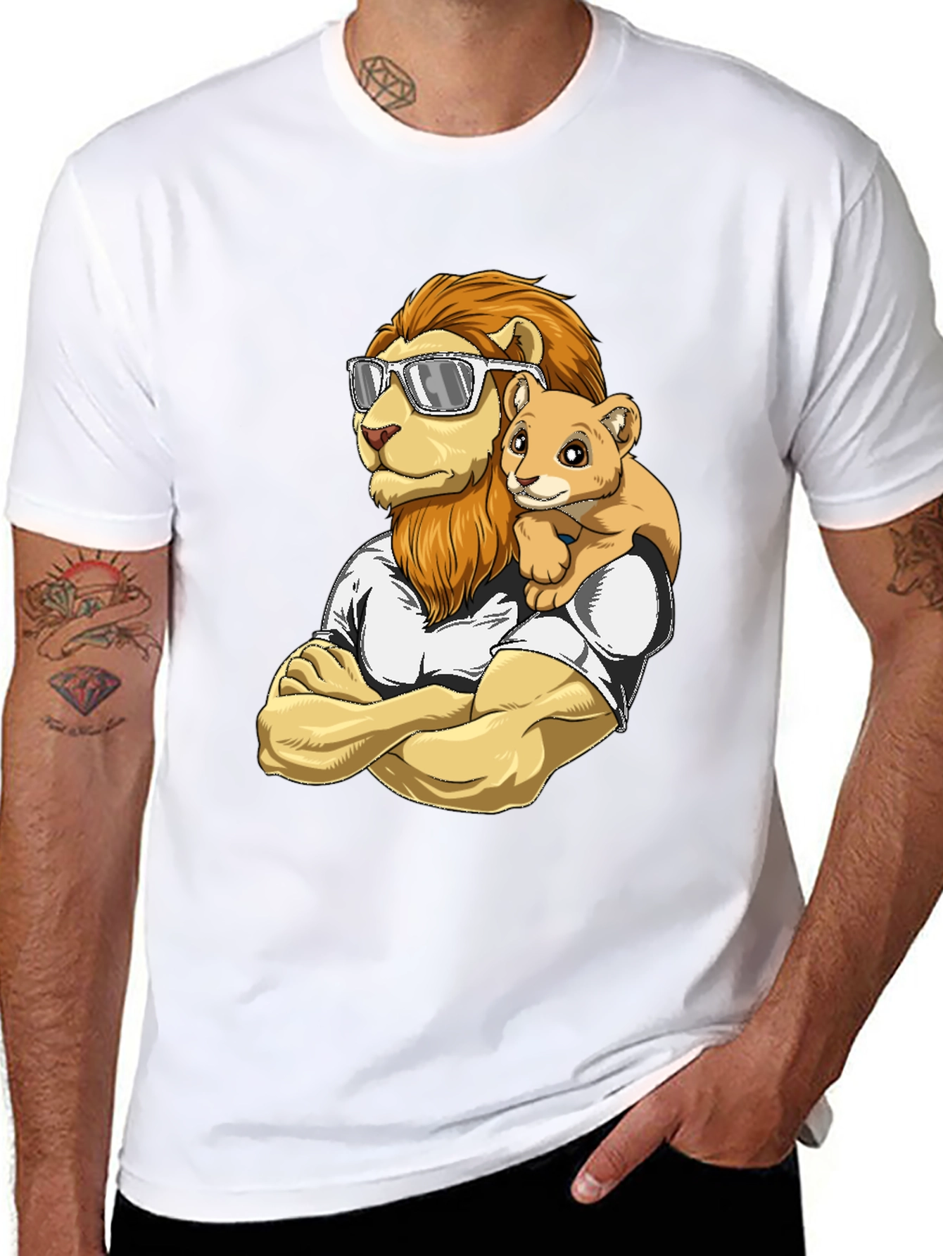 Lion Dad & Cub Graphic T-Shirt
