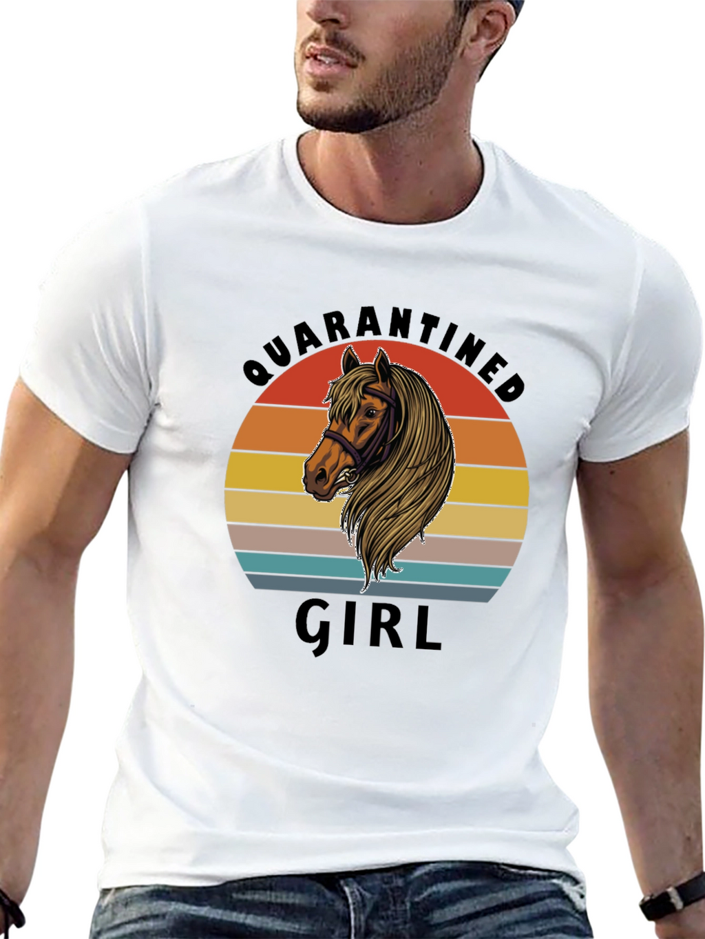 Quarantined Girl Horse Graphic T-Shirt