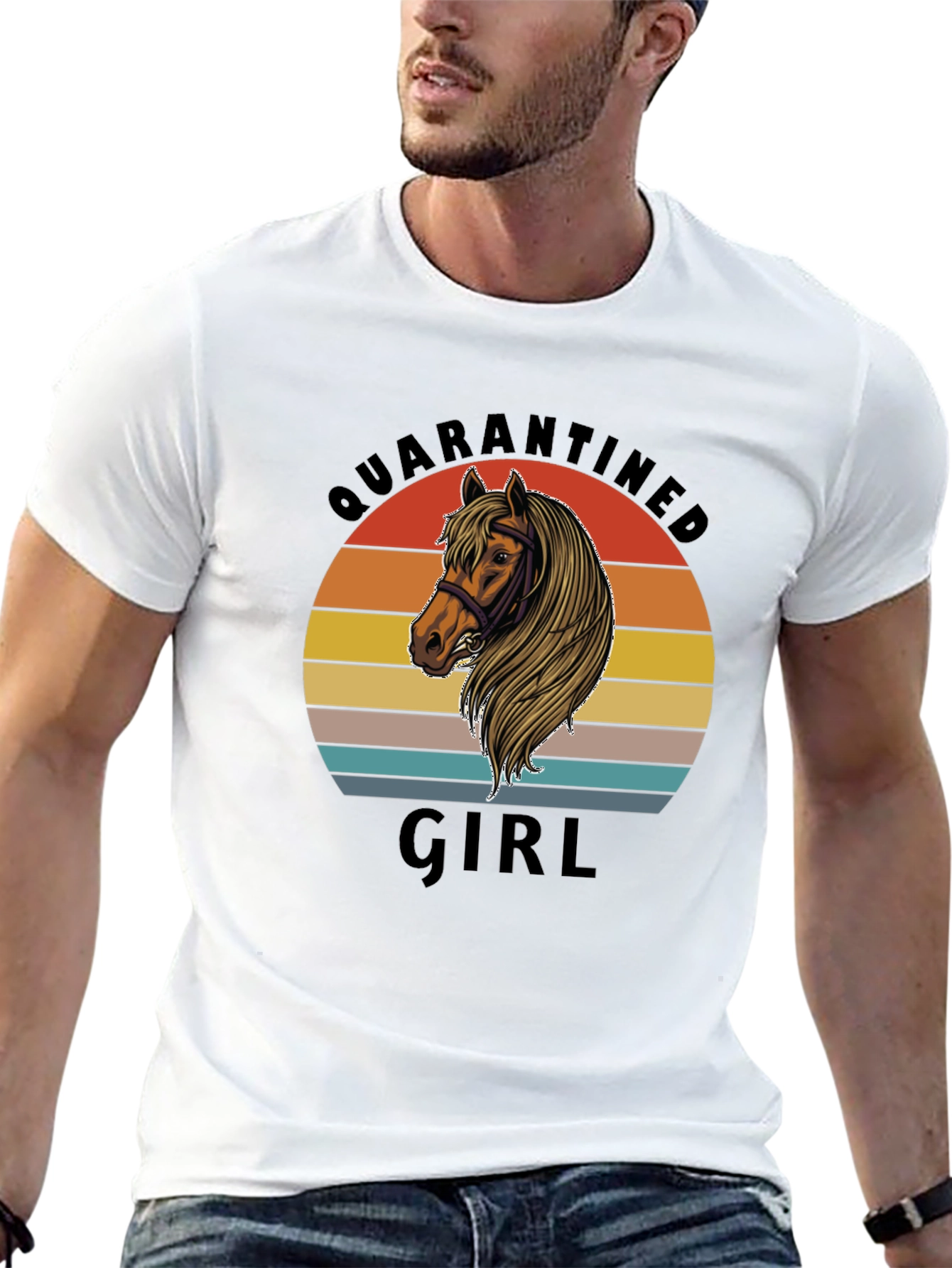 Quarantined Girl Horse Graphic T-Shirt