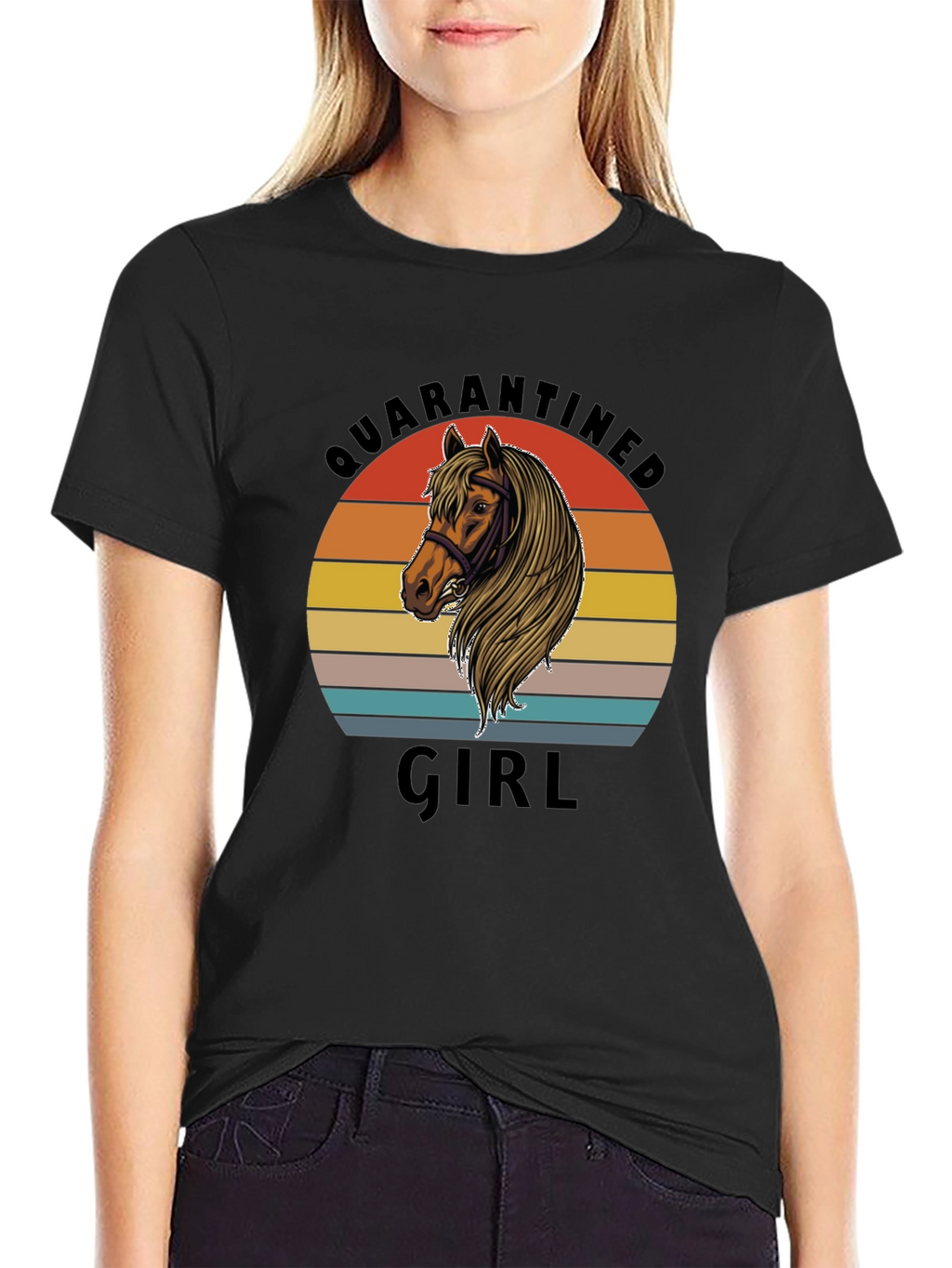 Quarantined Girl Horse Graphic T-Shirt