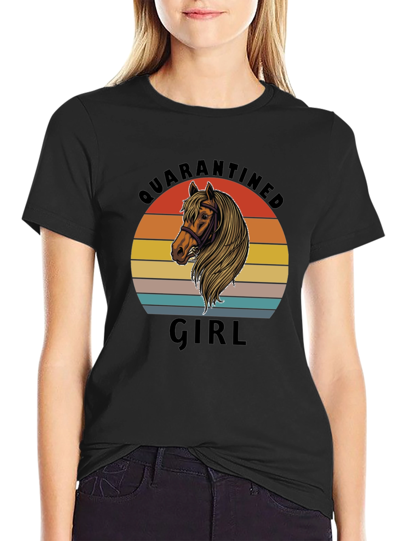 Quarantined Girl Horse Graphic T-Shirt