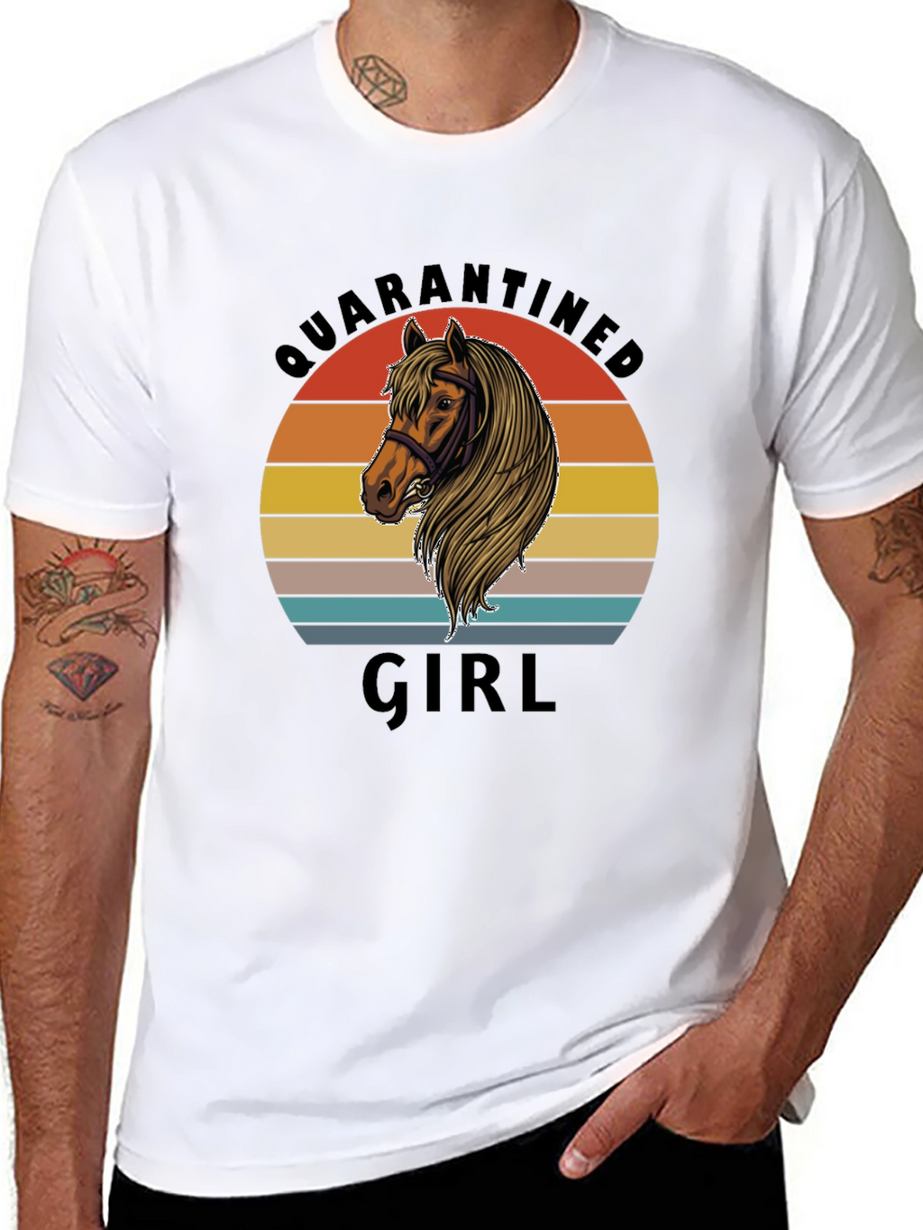Quarantined Girl Horse Graphic T-Shirt