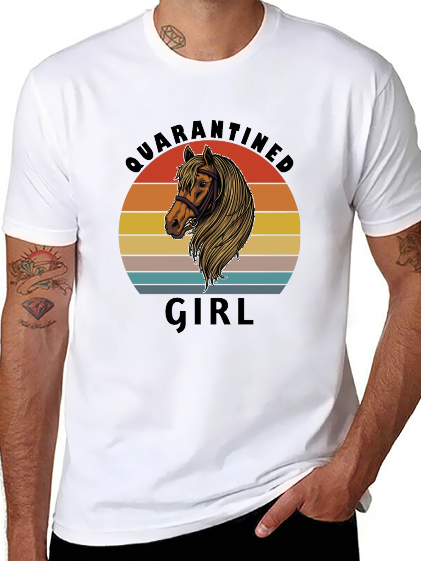 Quarantined Girl Horse Graphic T-Shirt