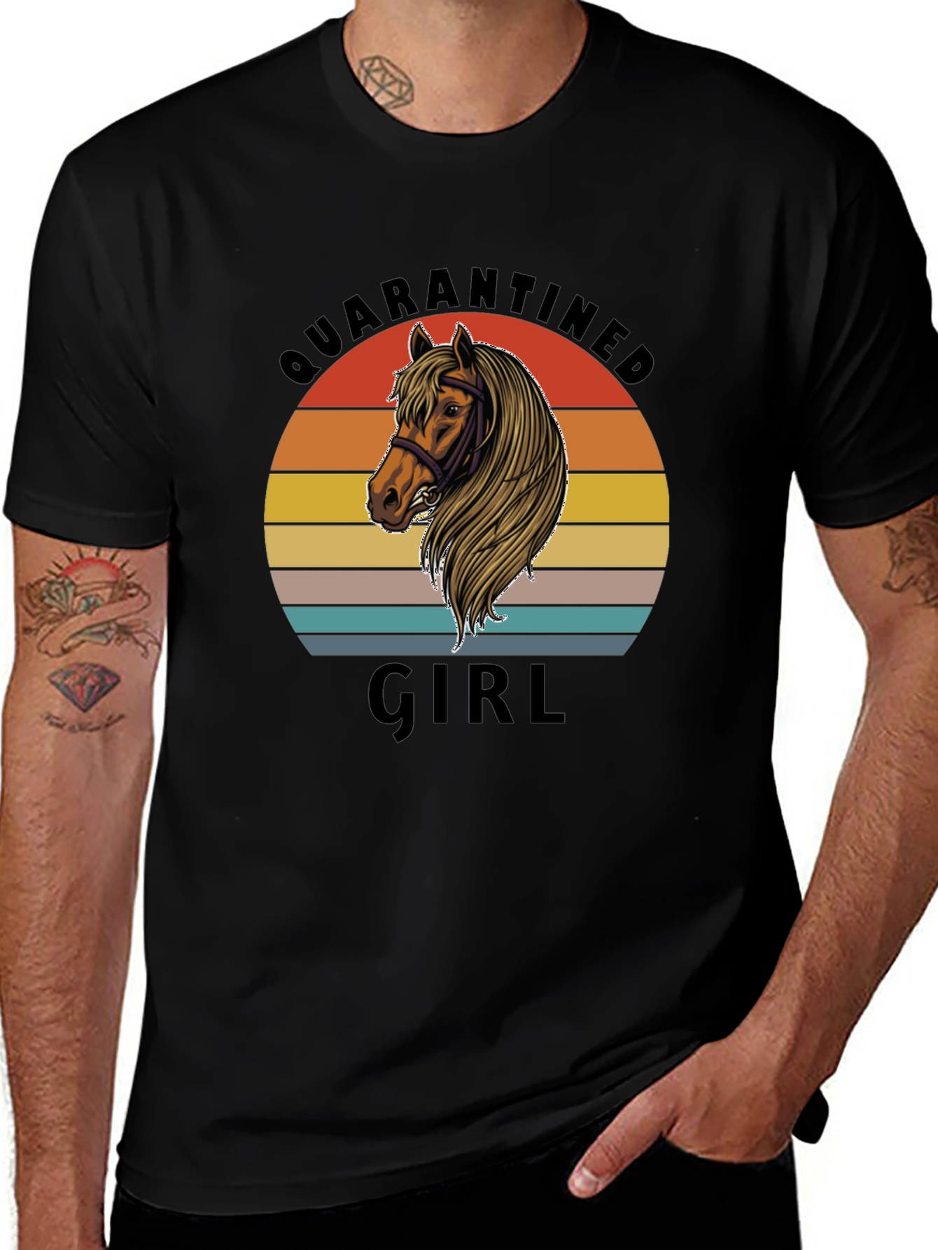 Quarantined Girl Horse Graphic T-Shirt