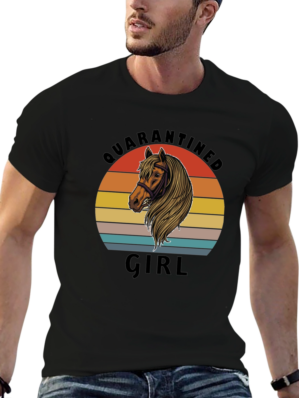 Quarantined Girl Horse Graphic T-Shirt