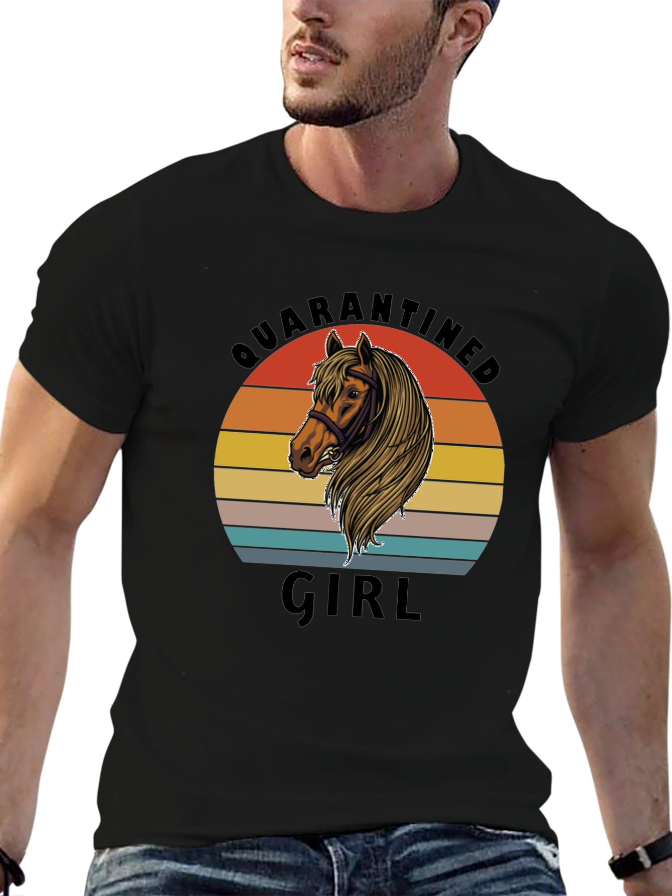 Quarantined Girl Horse Graphic T-Shirt