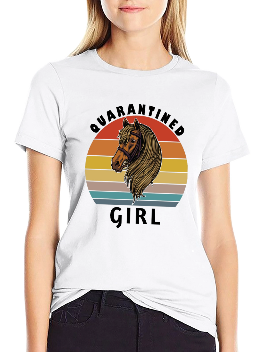 Quarantined Girl Horse Graphic T-Shirt
