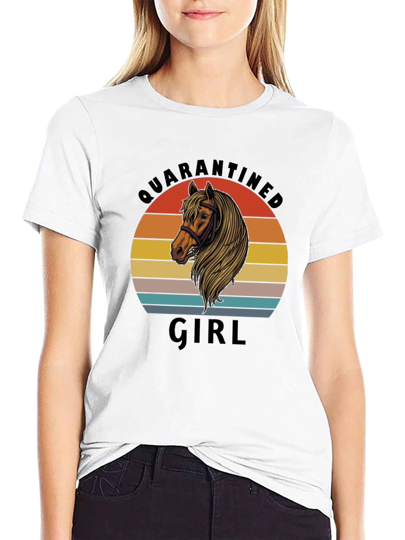 Quarantined Girl Horse Graphic T-Shirt