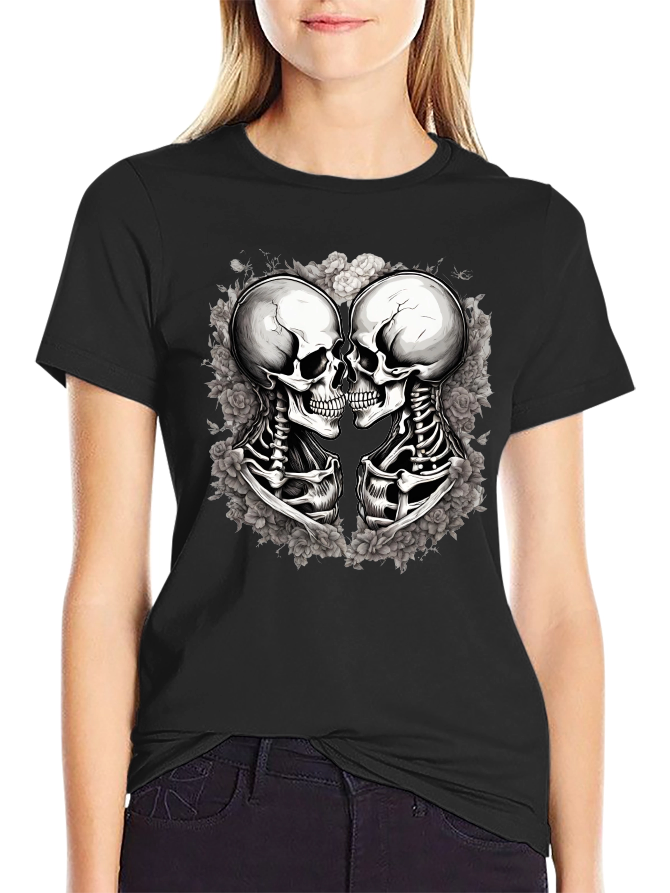 Skull Kiss Graphic Tee - Mens Black T-Shirt