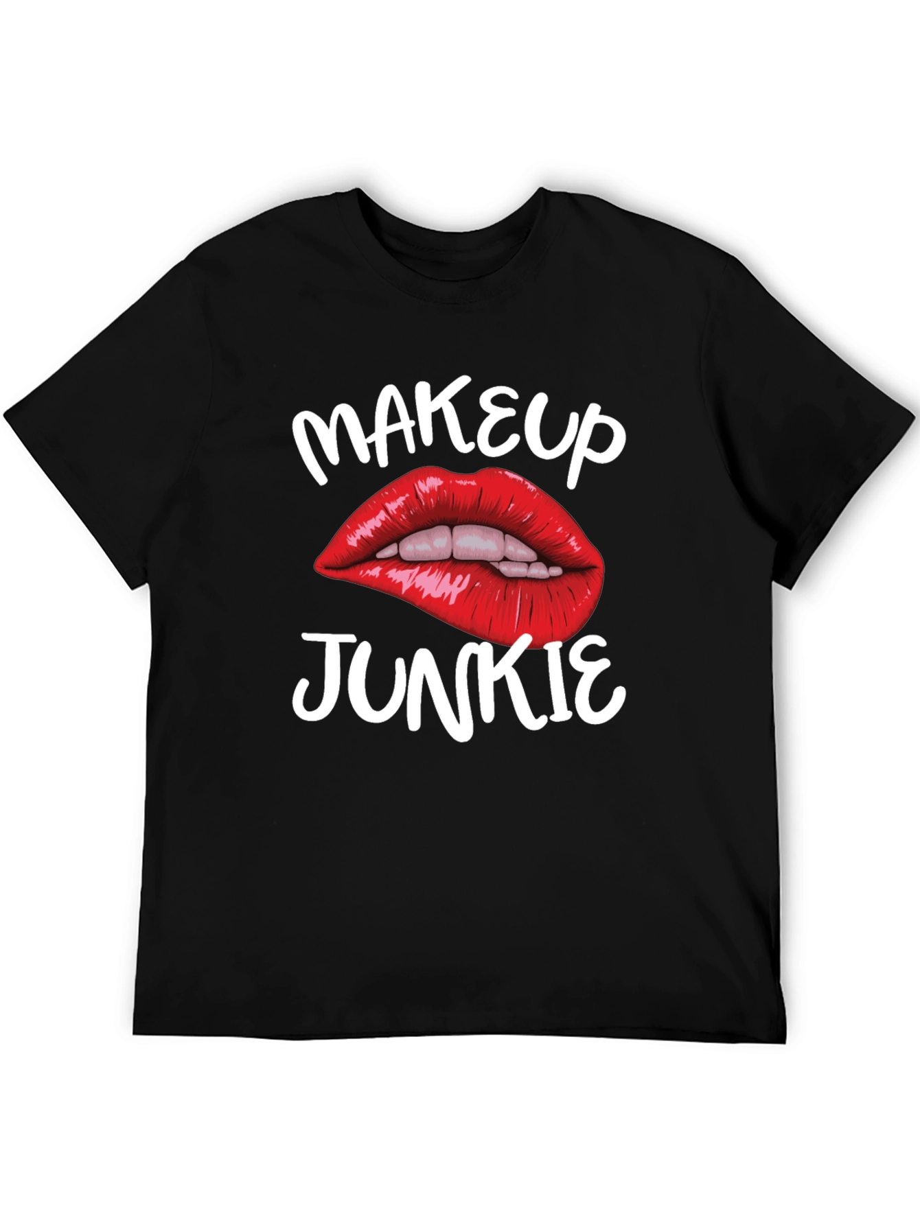 Makeup Junkie Graphic Tee - Bold Lips Black T-Shirt