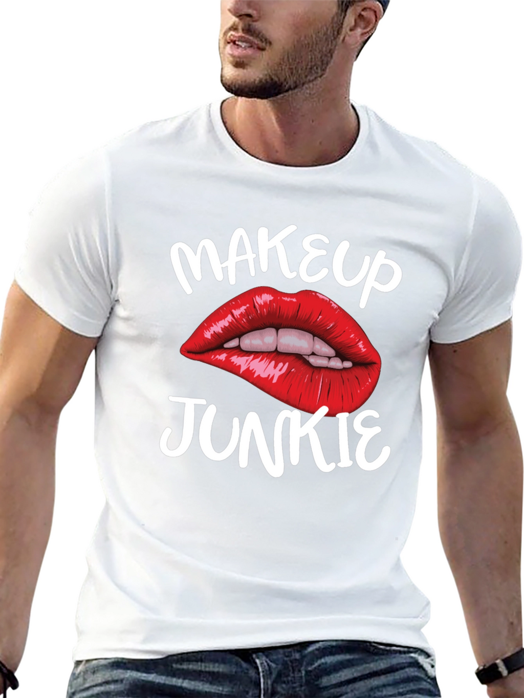 Makeup Junkie Graphic Tee - Bold Lips Black T-Shirt