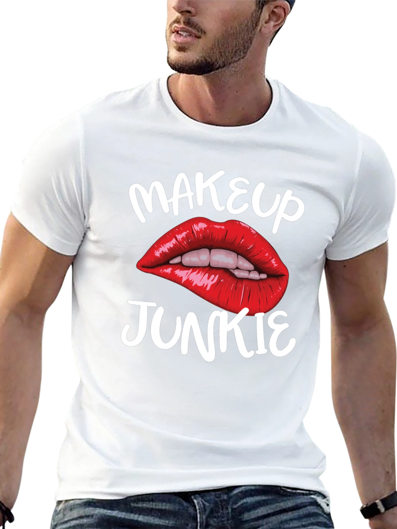 Makeup Junkie Graphic Tee - Bold Lips Black T-Shirt